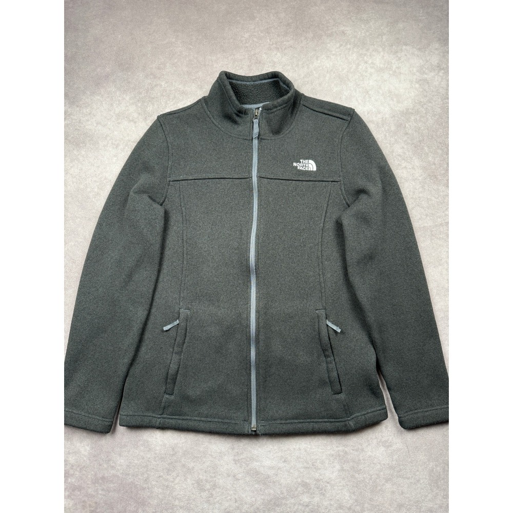 The North Face Women L Full Zip Fleece Jacket Dark Gray Outdoor Cozy Warm Fall